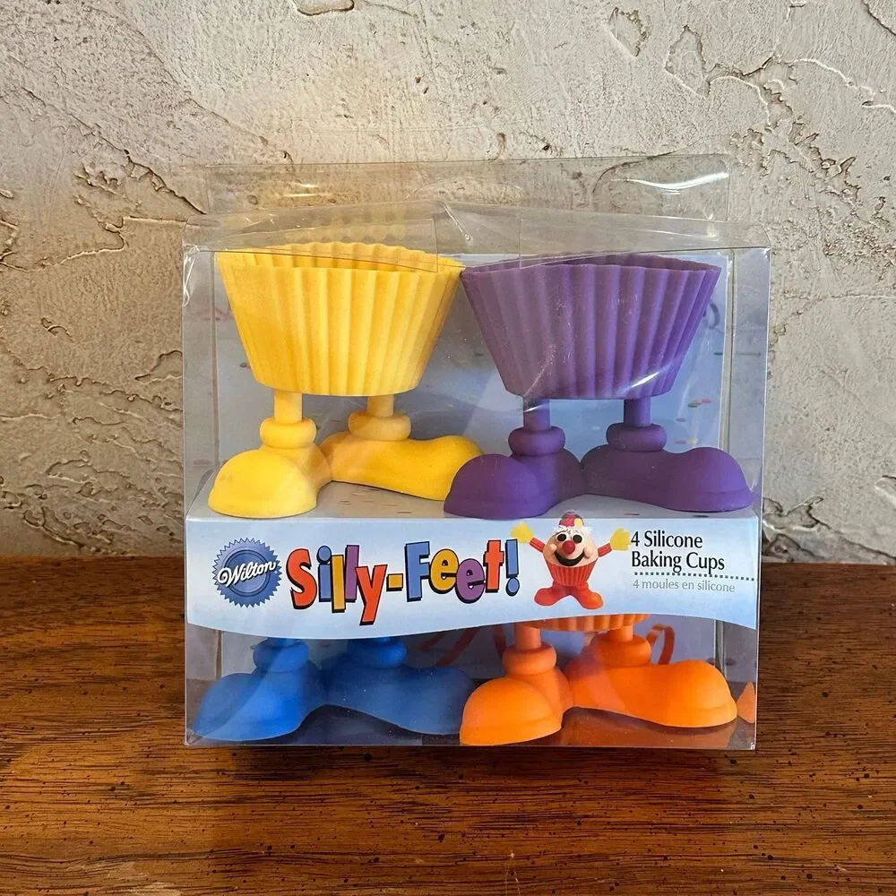Wilton Silly-Feet! Reusable Silicone Baking Cups - Yellow Purple Blue Orange NEW